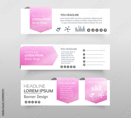 Abstract of Infographic web banner modern low polygon set background design, Geometric background. eps10 vector illustration.