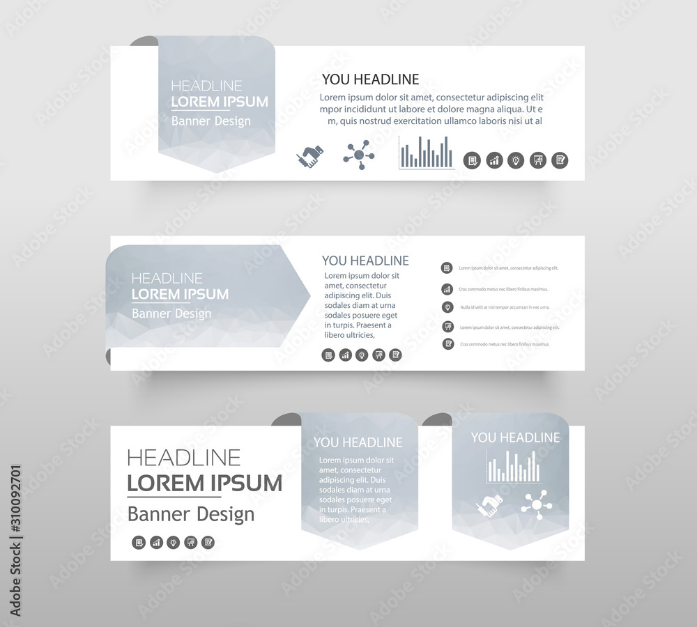 Abstract of Infographic web banner modern low polygon set background design, Geometric background. eps10 vector illustration.