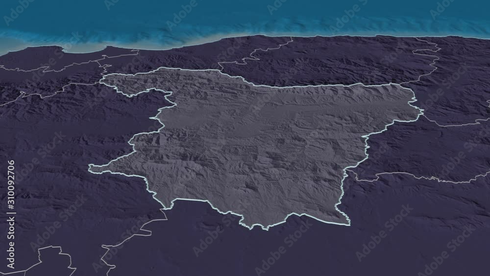 Bouira, province with its capital, zoomed and extruded on the administrative map of Algeria in the conformal Stereographic projection. Animation 3D Bouira, province with its capital, zoomed and extruded on the administrative map of Algeria in the conformal Stereographic projection. Animation 3D