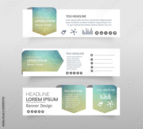 Abstract of Infographic web banner modern low polygon set background design, Geometric background. eps10 vector illustration.