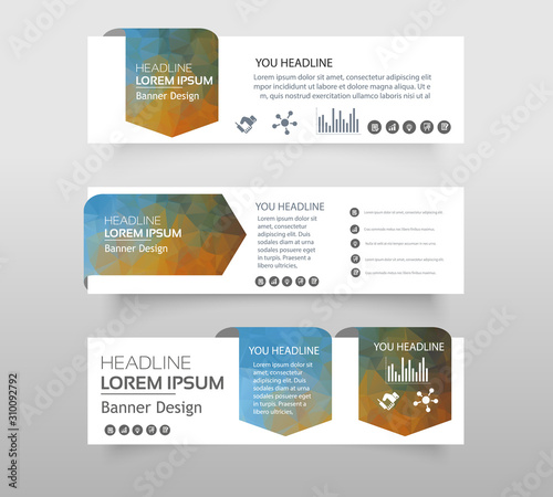 Abstract of Infographic web banner modern low polygon set background design, Geometric background. eps10 vector illustration.