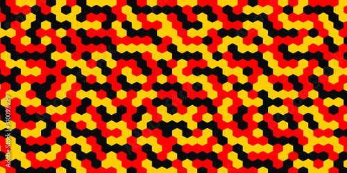 Screensaver for your desktop in the form of red-yellow-black honeycombs.