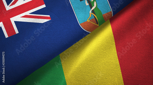 Montserrat and Mali two flags textile cloth, fabric texture photo