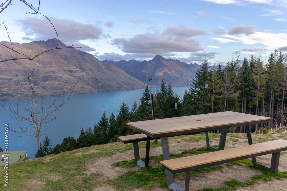 The bench and beautiful landscape which can seat by traveler The bench and beautiful landscape which can seat by traveler
