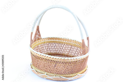 Bamboo basket on white background
