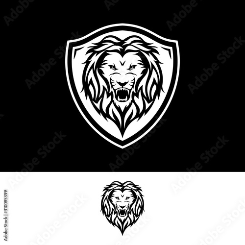 Lion and shield mascot logo design inspiration