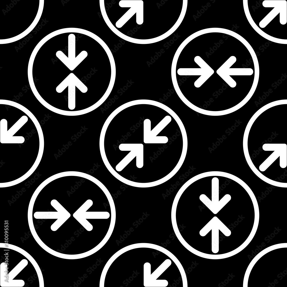 Fototapeta premium White Arrow icon isolated seamless pattern on black background. Direction Arrowhead symbol. Navigation pointer sign. Vector Illustration