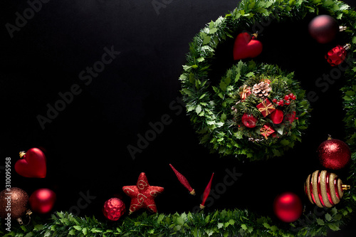 Photography Christmas background full of ornaments