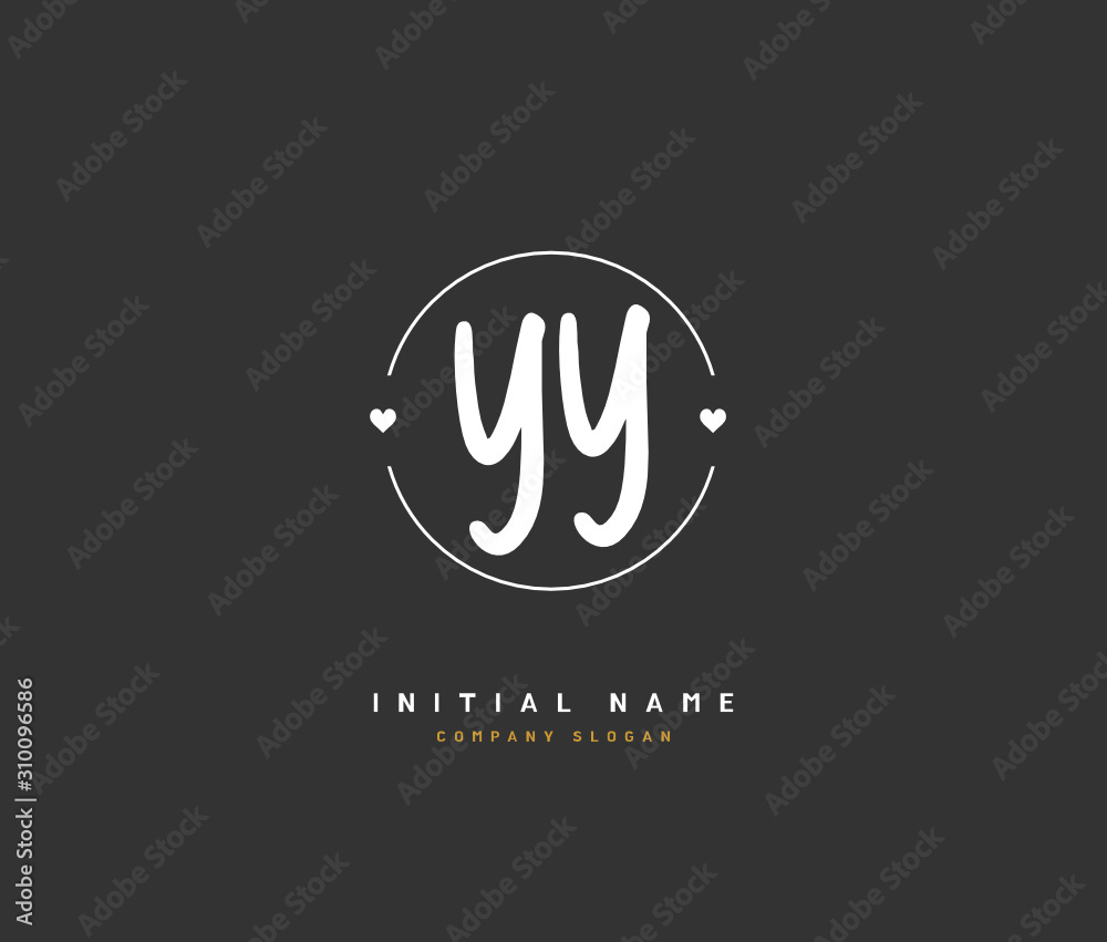 Y YY Beauty vector initial logo, handwriting logo of initial signature, wedding, fashion, jewerly, boutique, floral and botanical with creative template for any company or business.