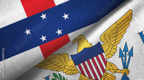 Netherlands Antilles and Virgin Islands United States two flags textile cloth