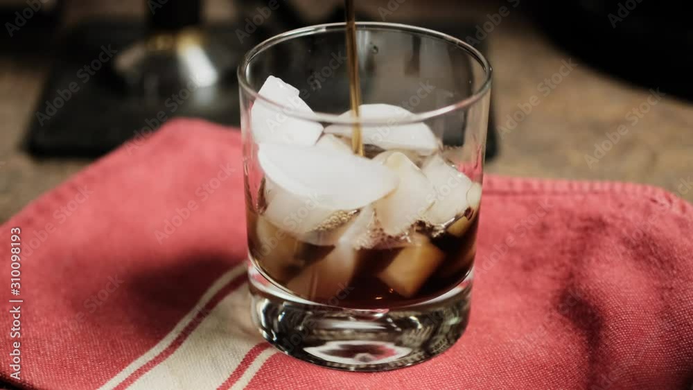 Iced Coffee being poured, Close up