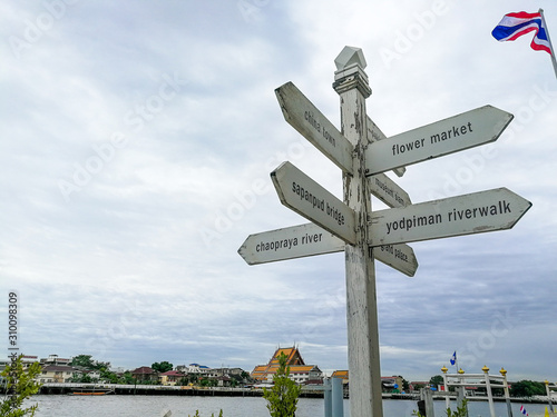 Prannok Pier one of piers on Chao Phraya River, Bangkok,Thailand, July 2019.