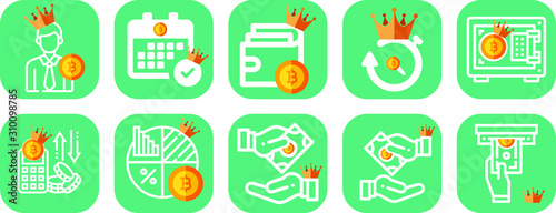 Crowned Crypto Currency Icon Set
