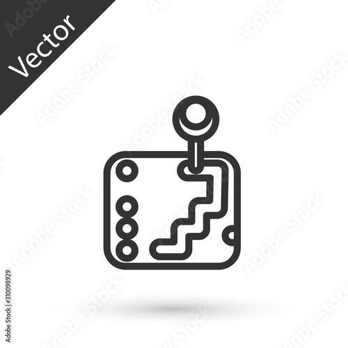 Grey line Gear shifter icon isolated on white background. Transmission icon. Vector Illustration