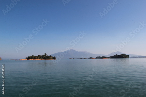 scenic view of nam ngum reservoir, the lake from hydro power plant
