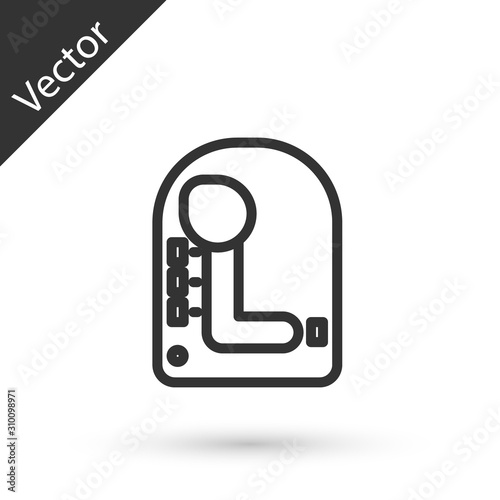 Grey line Gear shifter icon isolated on white background. Transmission icon. Vector Illustration