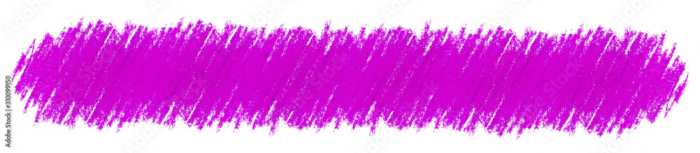 Violet or pink abstract crayon background. Purple crayon scribble texture. Wax pastel spot. Abstract crayon on white background. It is a hand drawn.