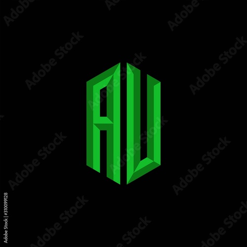 AU Initial Gaming Esport Logo Design Modern Template