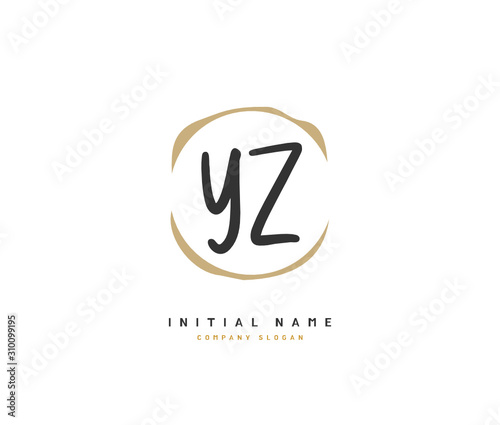 Y Z YZ Beauty vector initial logo, handwriting logo of initial signature, wedding, fashion, jewerly, boutique, floral and botanical with creative template for any company or business.