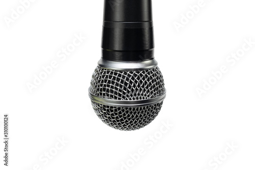 Close-up of the professional microphone hanging down