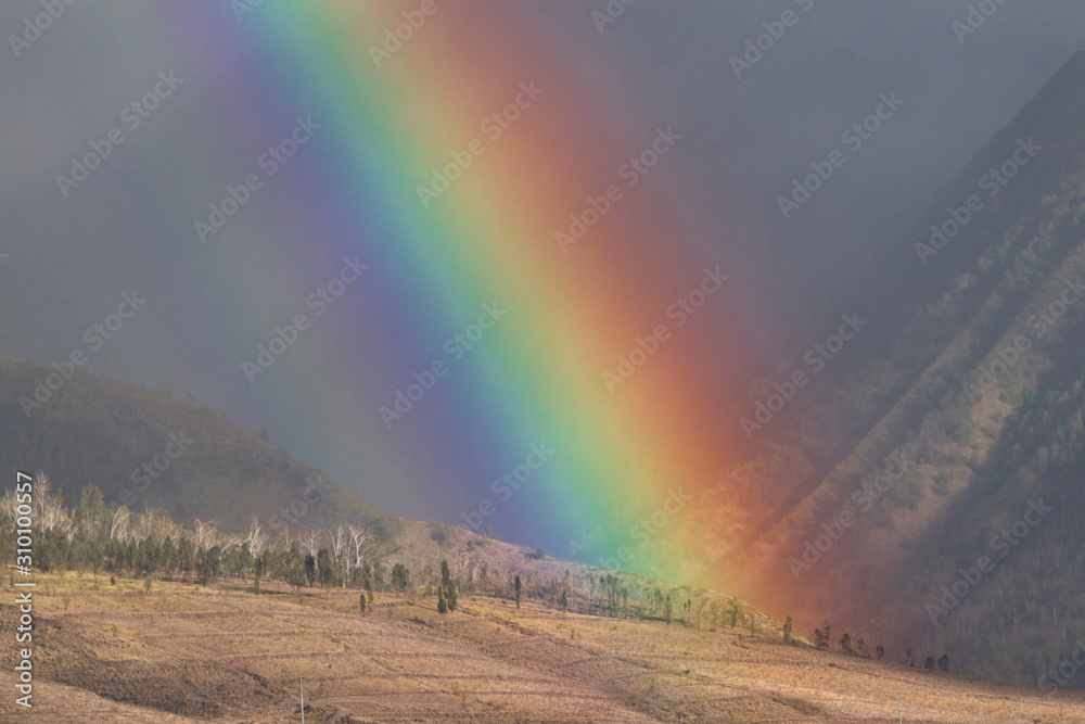 Stunning, brilliant rainbow across the West Maui mountains.