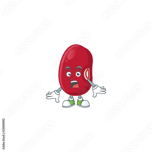 Surprised adzuki beans gesture on cartoon mascot design photo