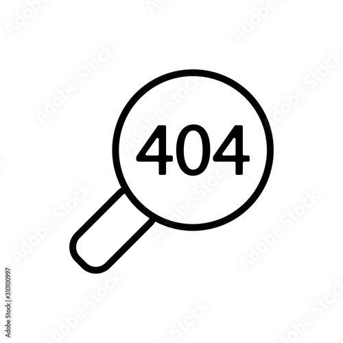 Error 404 vector icon. A thin line sign. Isolated contour symbol illustration
