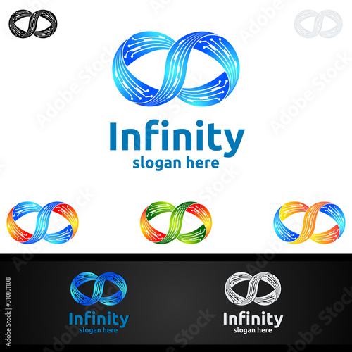 Infinity loop logo icon. Vector unlimited infinity, endless line shape sign