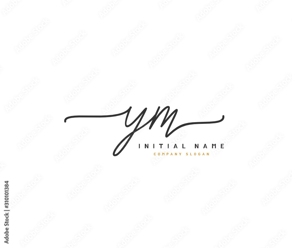 Y M YM Beauty vector initial logo, handwriting logo of initial signature, wedding, fashion, jewerly, boutique, floral and botanical with creative template for any company or business.