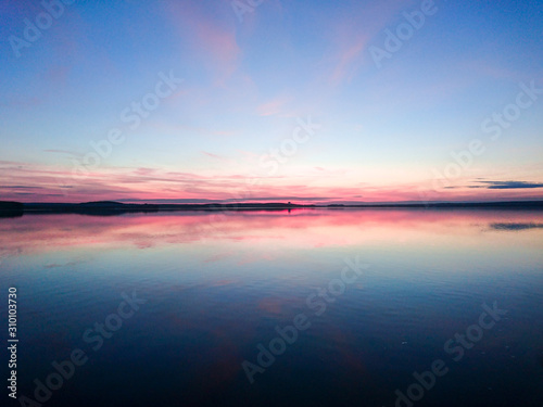 sunset on Lake in Minsk Belarus