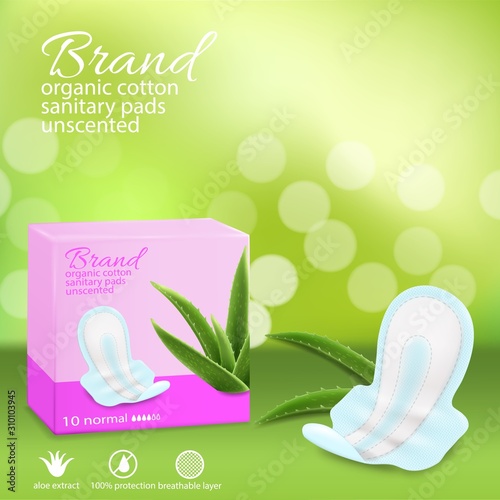 Feminine sanitary pads vector advertising poster template