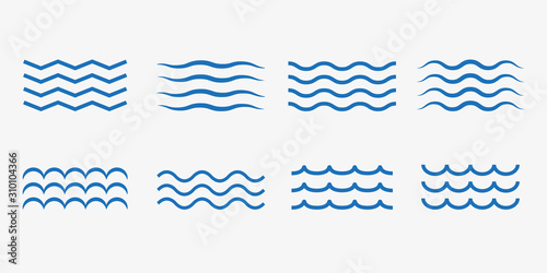 Wave icon set. Vector illustration, flat design.