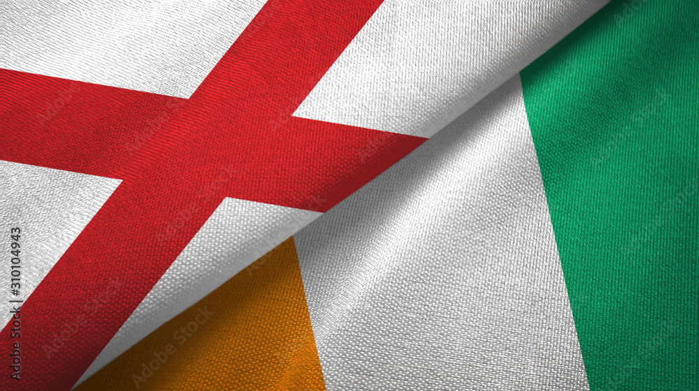 Northern Ireland Saint Patrick's Saltire and Cote d'Ivoire Ivory coast two flags