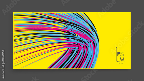 Curved lines with perspective effect. Optical fiber. 3d abstract background. Vector illustration.