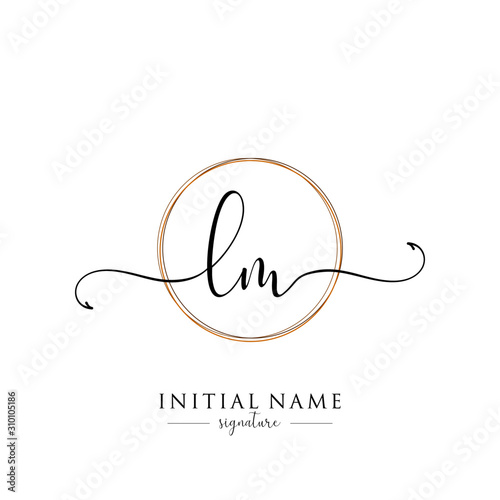 Initial Letter LM Signature Handwriting and Elegant Logo Design Vector