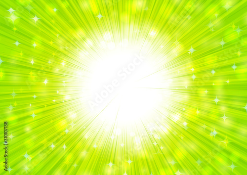 黄緑色の放射状キラキラ背景素材