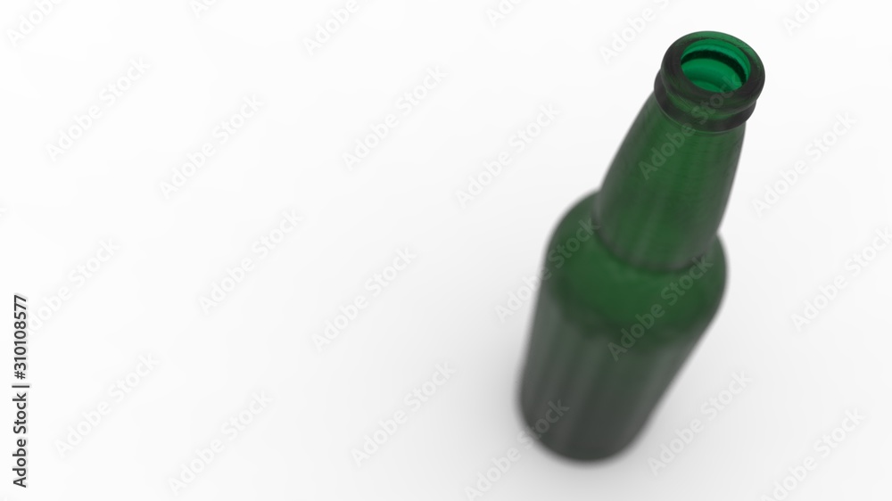 3d rendering of a glass beer bottle mockup in white studio background 3d rendering of a glass beer bottle mockup in white studio background