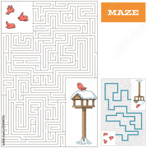 Cartoon game puzzle with solution. Hand draw vector illustration with separate layers.