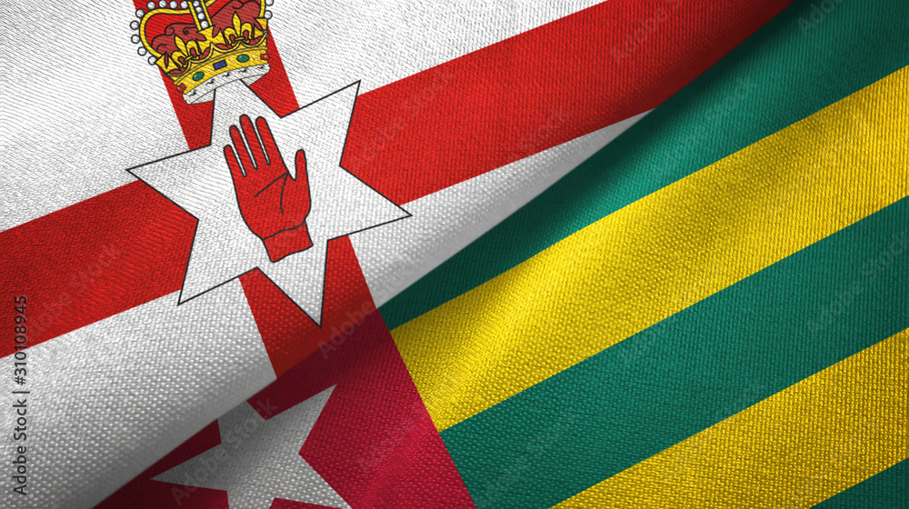 Northern Ireland and Togo two flags textile cloth, fabric texture Northern Ireland and Togo two flags textile cloth, fabric texture