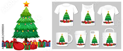 Christmas theme with christmas tree on product templates