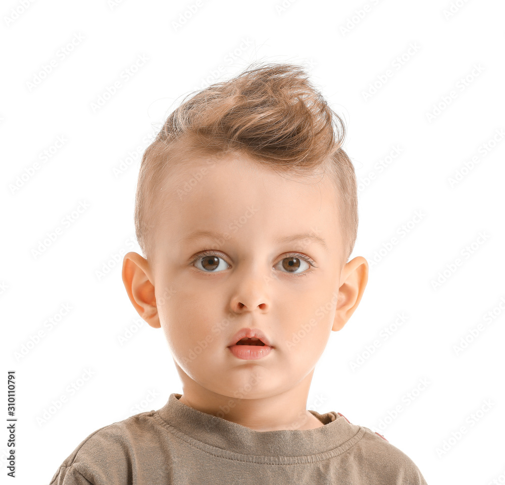 Portrait of cute little boy on white background Portrait of cute little boy on white background