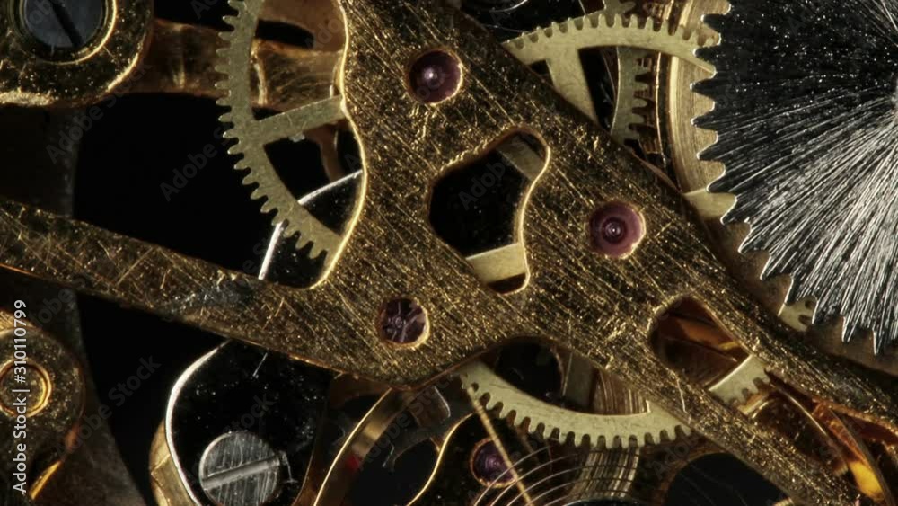 Pocket watch macro time lapse gears in motion Pocket watch macro time lapse gears in motion