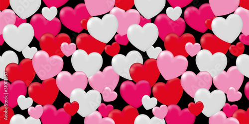 Heart shapes background. Seamless pattern.Vector. ハートのパターン