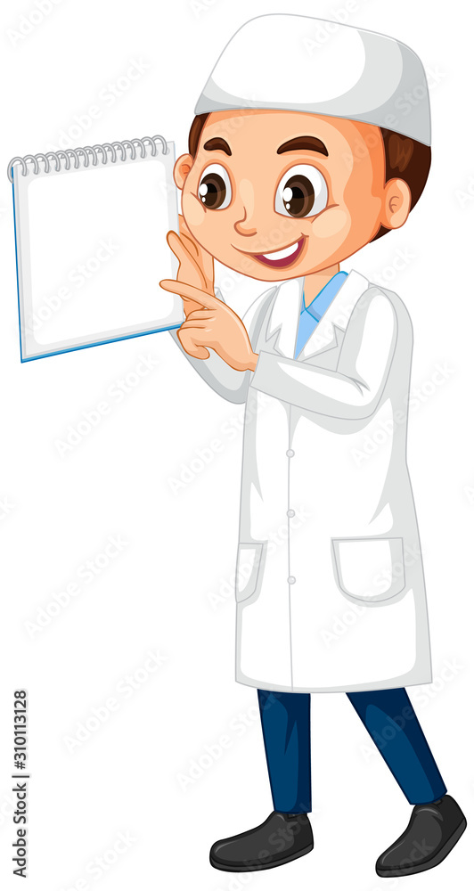 Muslim boy in science gown on isolated background Muslim boy in science gown on isolated background
