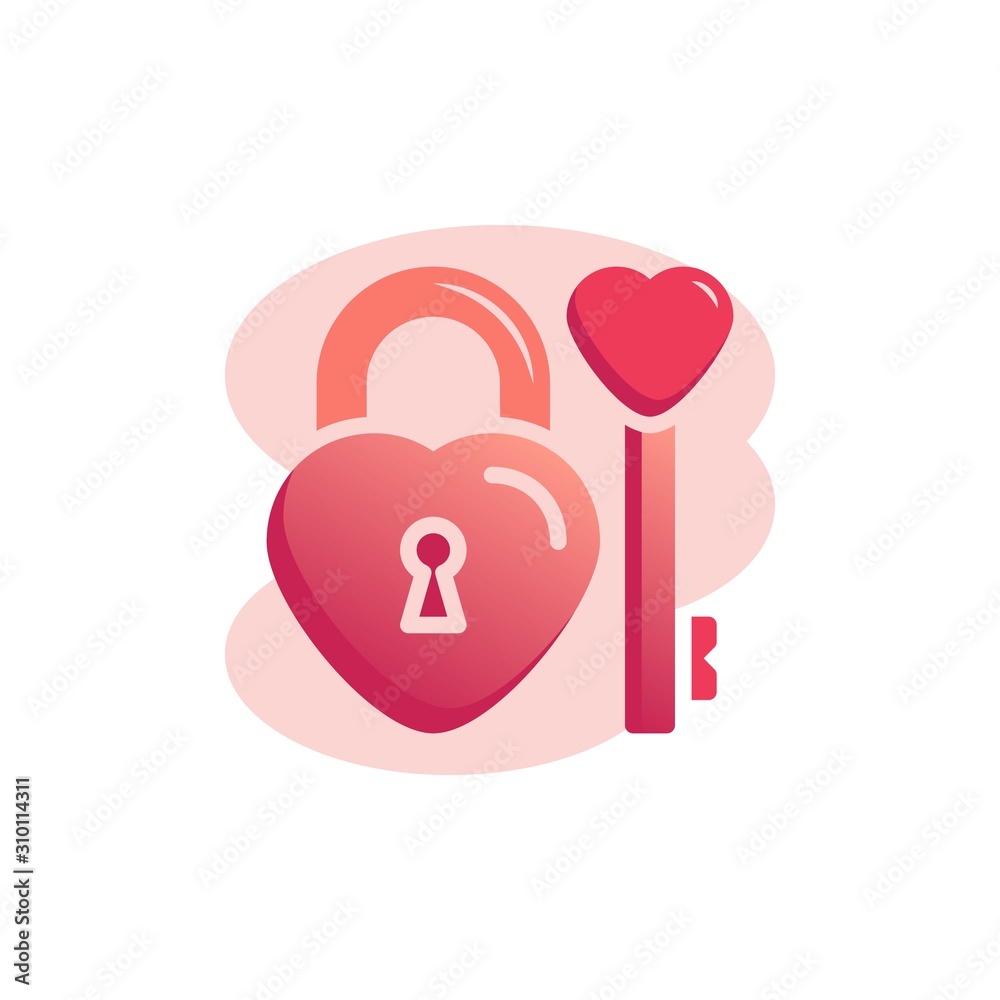 Heart key and padlock flat icon, vector sign, Heart lock and key colorful pictogram isolated on white. Love symbol, logo illustration. Flat style design Heart key and padlock flat icon, vector sign, Heart lock and key colorful pictogram isolated on white. Love symbol, logo illustration. Flat style design