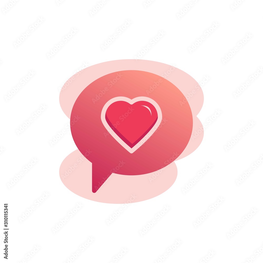 Valentine's day message flat icon, vector sign, Speech bubble with heart colorful pictogram isolated on white. Symbol, logo illustration. Flat style design