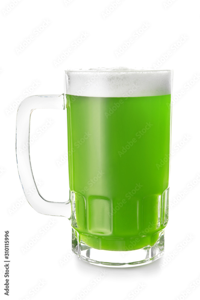 Mug of green beer on white background. St. Patrick's Day celebration Mug of green beer on white background. St. Patrick's Day celebration