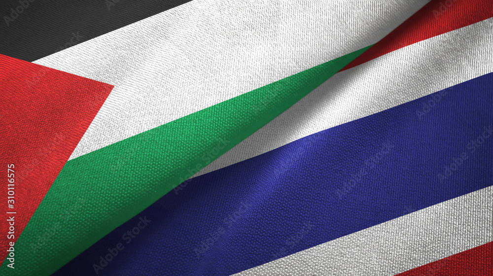 Palestine and Thailand two flags textile cloth, fabric texture Palestine and Thailand two flags textile cloth, fabric texture