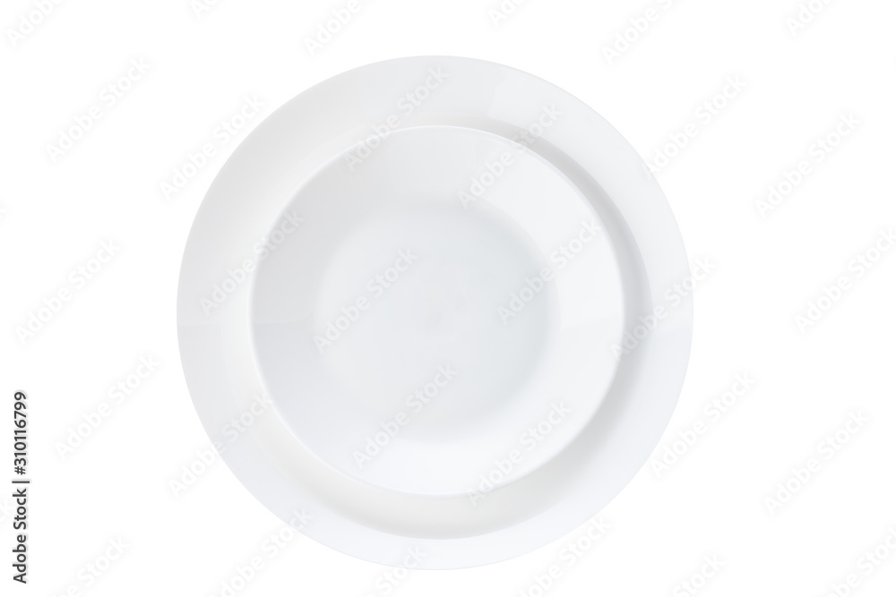White ceramic plate isolated on white background White ceramic plate isolated on white background