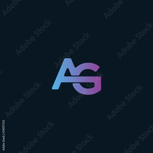 Initial letter AG logo design vector, dark background